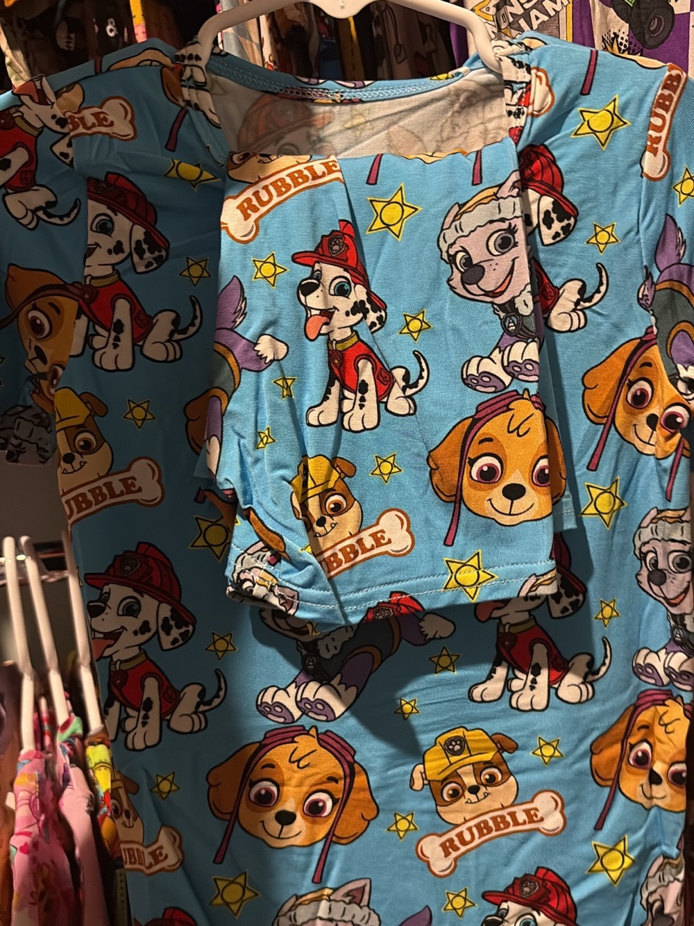 Paw Patrol Blue Kids Pajama Set featuring Rubble & Friends bamboo